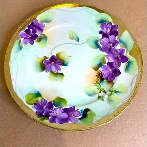 Vtg Nippon Porcelain Decorative Plate Hand Painted Violets